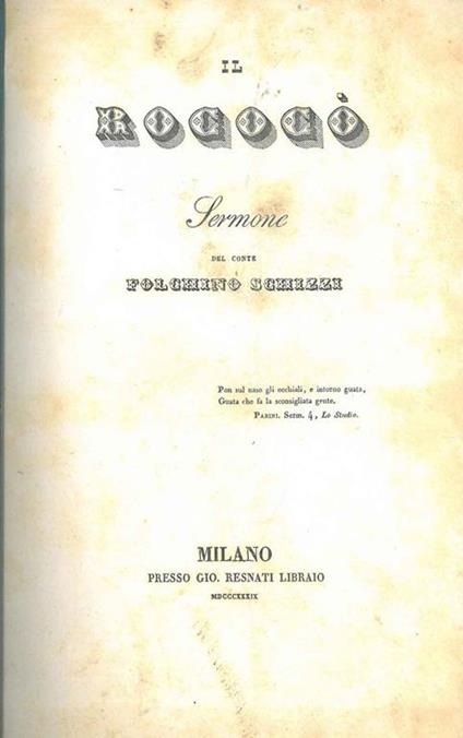 Il Rococò. Sermone - Folchino Schizzi - copertina