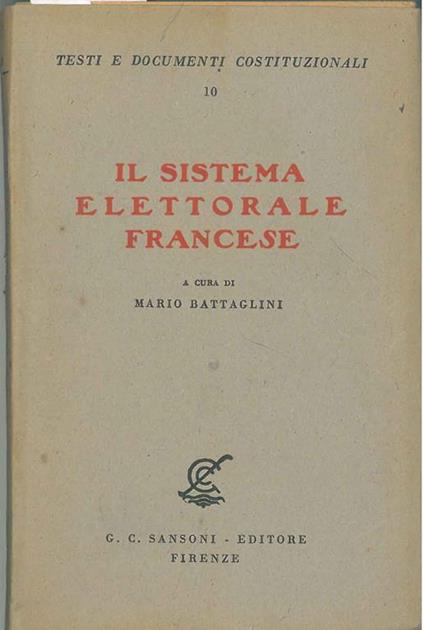 Il sistema elettorale francese - copertina