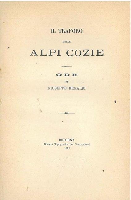 Il traforo delle Alpi Cozie - Giuseppe Regaldi - copertina