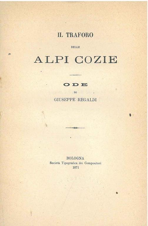 Il traforo delle Alpi Cozie - Giuseppe Regaldi - copertina