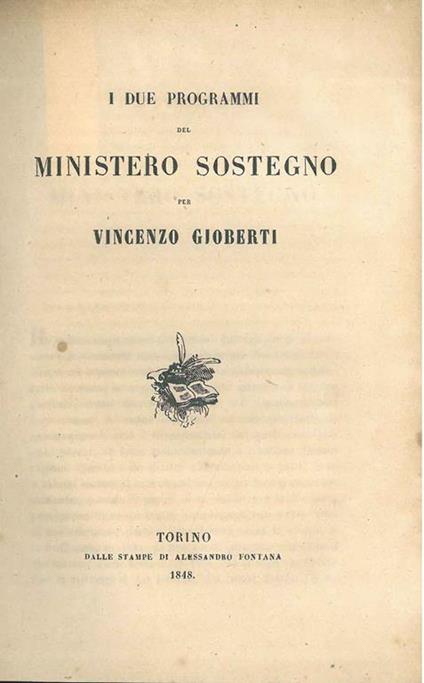 I due programmi del Ministero Sostegno - Vincenzo Gioberti - copertina