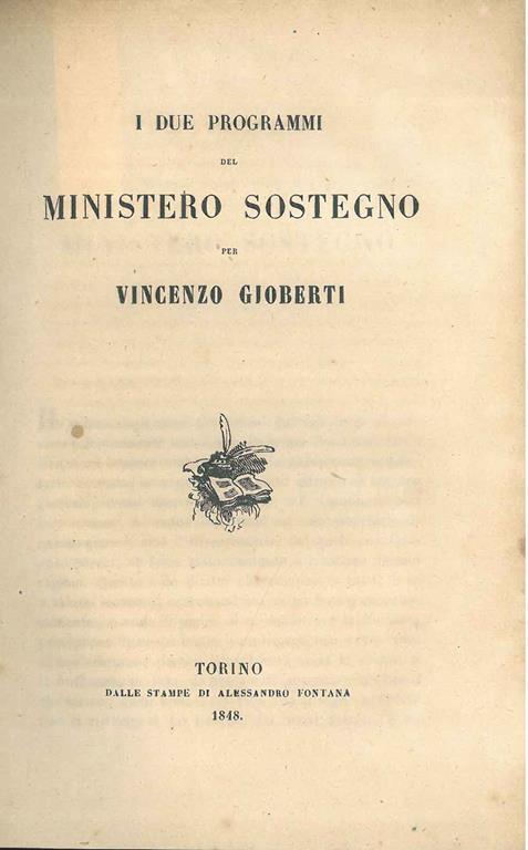 I due programmi del Ministero Sostegno - Vincenzo Gioberti - copertina