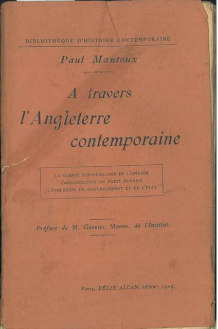 A travers l'Angleterre contemporaine - Paul Mantoux - copertina
