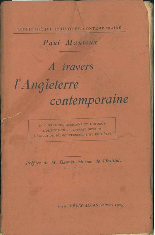 A travers l'Angleterre contemporaine - Paul Mantoux - copertina