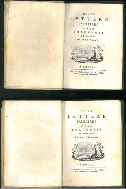 Delle lettere familiari d'alcuni bolognesi del nostro secolo volume primo e secondo - Domenico Fabri - copertina