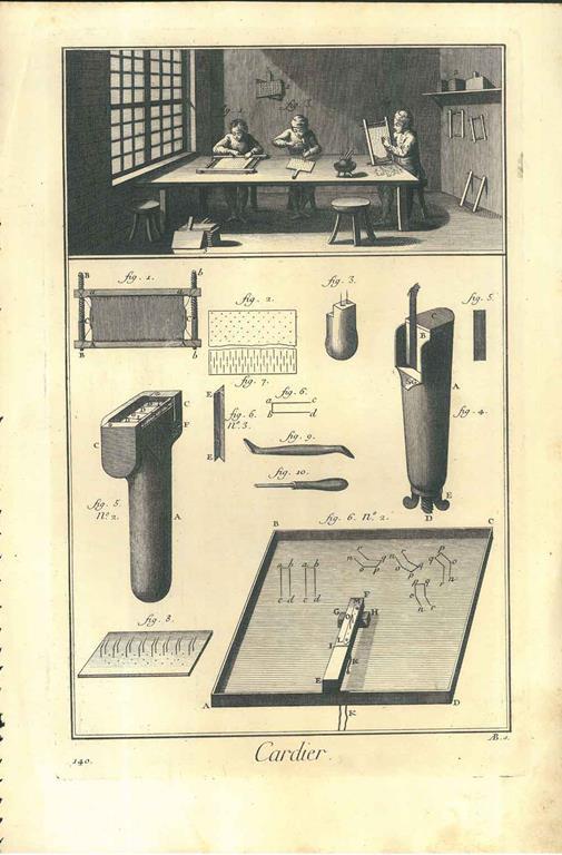 Cardier contenant une planche. Tavola originale dell'Encyclopedie - Denis Diderot - copertina