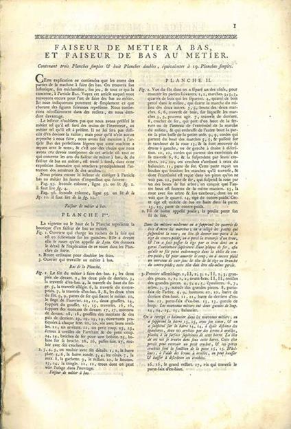 Faiseur de metier a bas et faiseur de bas au metier. Contenant trois planches simples & huit planches doubles, equivalents à 19 planches simples. Tavole originali dell'enciclopedia di Diderot e D'Alembert - Denis Diderot - copertina