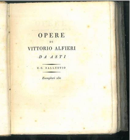 C. Crispo Sallustio tradotto in italiano - Vittorio Alfieri - copertina