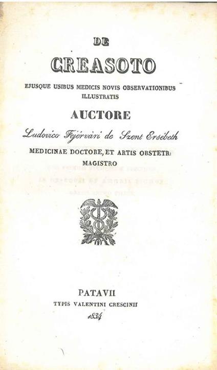 De creasoto ejusque usibus medicis novis observationibus illustratis auctore - copertina