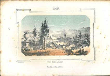 Litografia di veduta di Firenze divisa dall'Arno - copertina