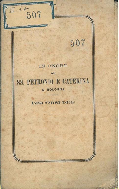 In onore dei SS. Petronio e Caterina di Bologna - copertina