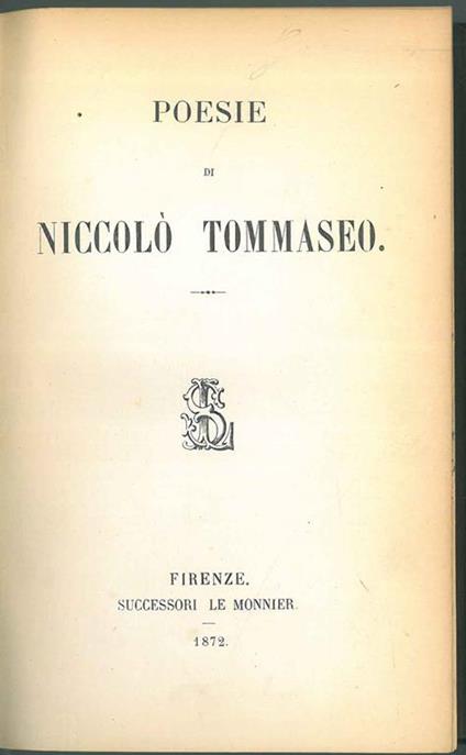 Poesie - Niccolò Tommaseo - copertina