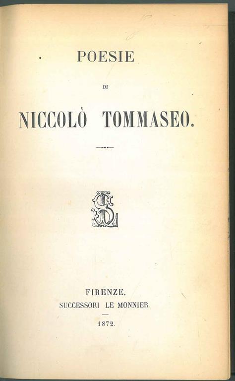 Poesie - Niccolò Tommaseo - copertina