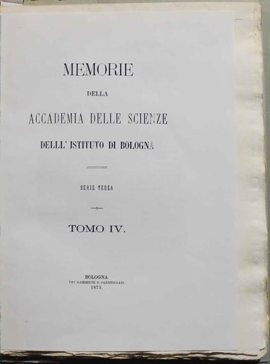Descrizione della mineralogia generale della provincia di Bologna. Parte prima - Luigi Bombicci - copertina