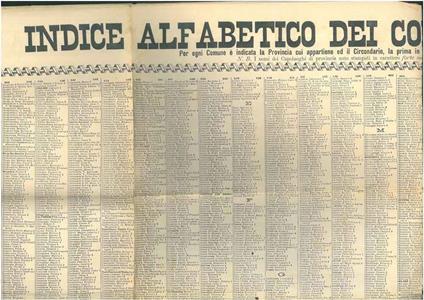 Indice alfabetico dei Comuni del Regno d'Italia. N. 1 - copertina
