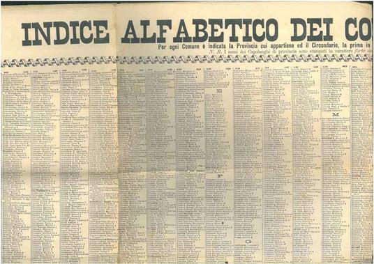 Indice alfabetico dei Comuni del Regno d'Italia. N. 1 - copertina