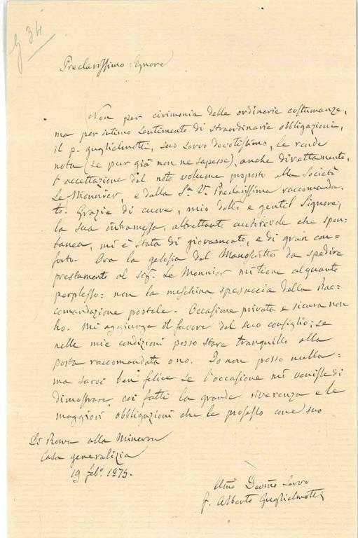 Foglio bianco piegato a metà con data, 19 feb - Alberto Guglielmotti - copertina