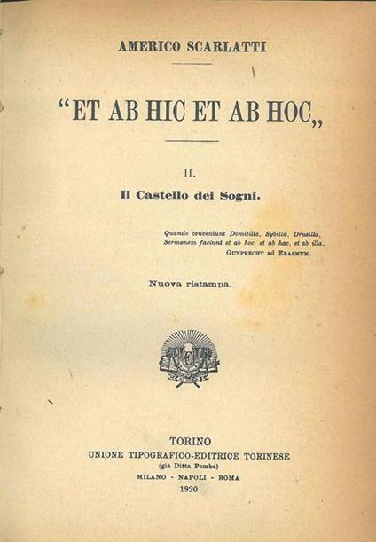 Et ab hic et ab hoc. II: Il castello dei sogni - Americo Scarlatti - copertina