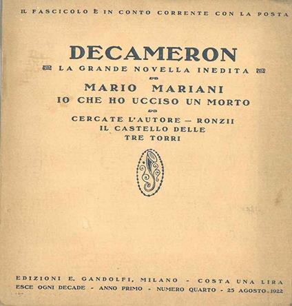 Decameron. La grande novella inedita. Io che ho ucciso un morto. Numero 4 - Mario Mariani - copertina