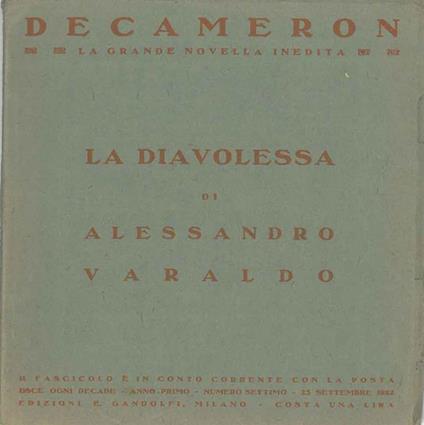Decameron. La grande novella inedita. La Diavolessa. Numero 7 - Alessandro Varaldo - copertina