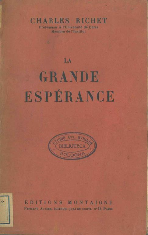 La grande espérance - Charles Richet - copertina