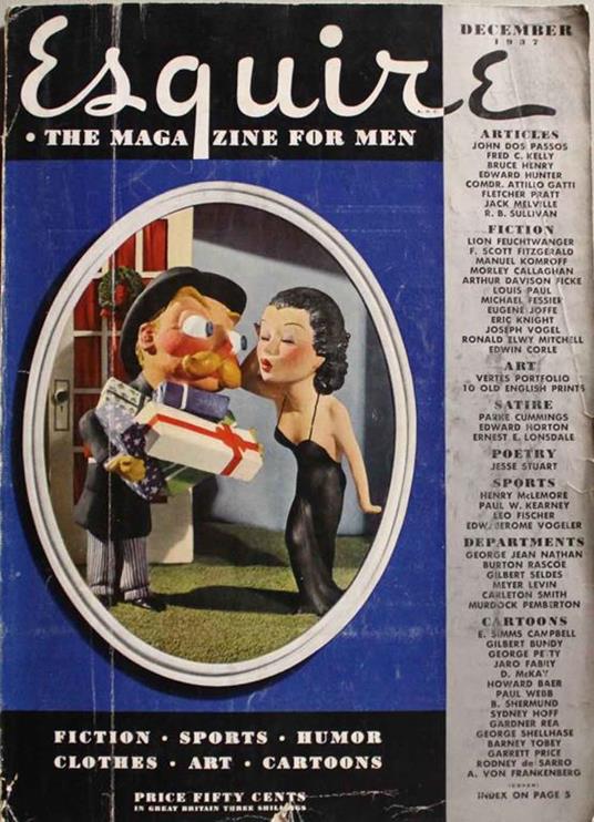 Esquire. The magazine for men. December 1937 Articolo di F. Scott Fitzgerlad "In the Holidays" - copertina