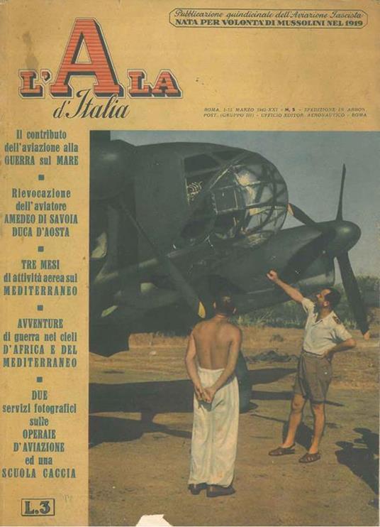 L' ala d'Italia. La gazzetta dell'aviazione. Anno XXIV, n. 5, marzo 1943 - copertina