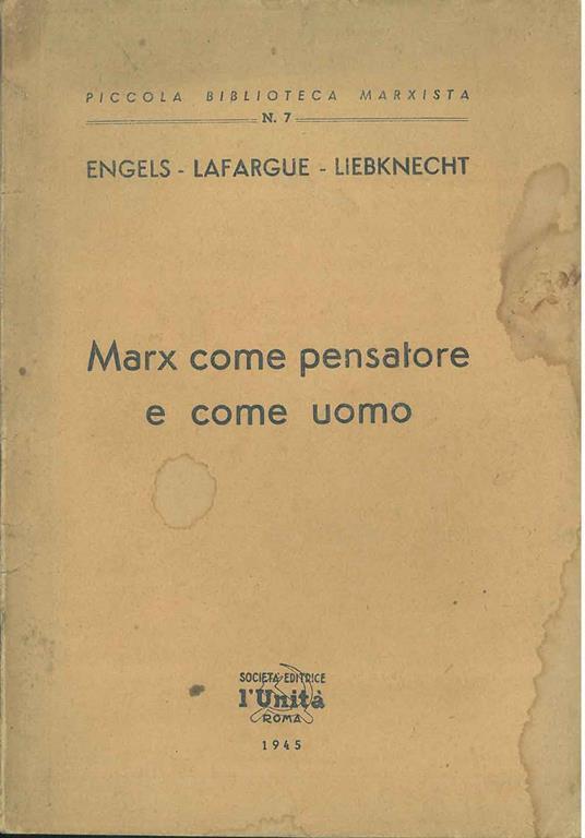 Marx come pensatore e come uomo - copertina