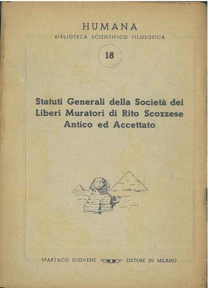 Statuti generali della società dei Liberi Muratori di Rito Scozzese antico ed accettato - copertina