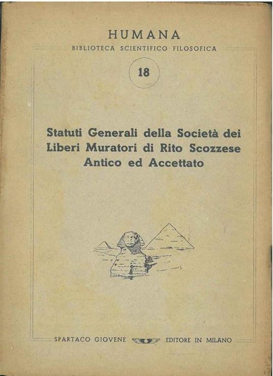 Statuti generali della società dei Liberi Muratori di Rito Scozzese antico ed accettato - copertina
