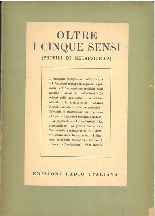 Oltre i cinque sensi: (profili di metapsichica) di: Egidi - copertina
