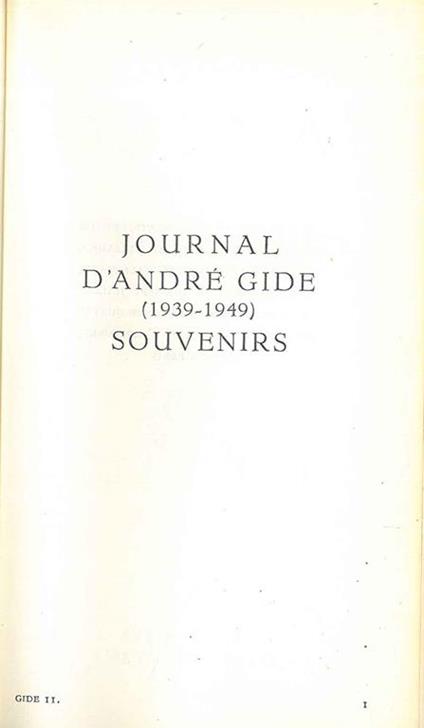 Journal 1939-1949. Souvenirs - André Gide - copertina