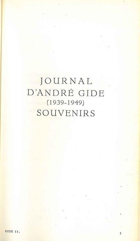 Journal 1939-1949. Souvenirs - André Gide - copertina