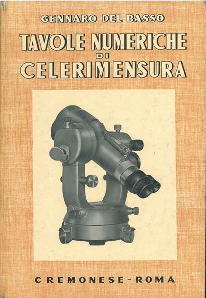 Tavole numeriche di celerimensura - copertina