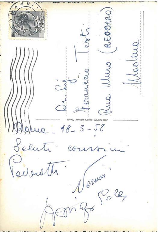 Cartolina postale illustrata di Roma, viaggiata "18-III-58". Copia autografata - Luciano Pavarotti - copertina