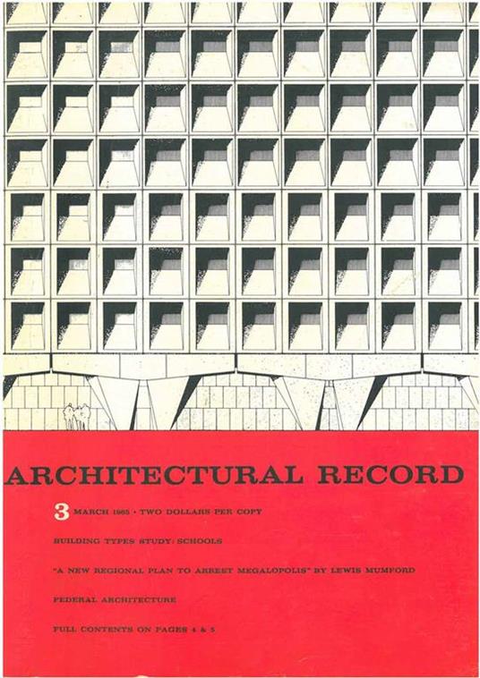 Architectural Record, n. 3, March1965. Building Types study: Schools - copertina