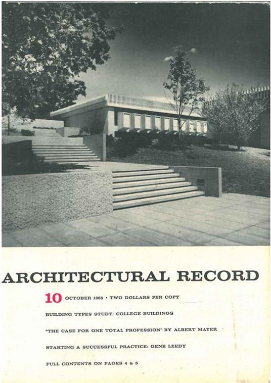 Architectural Record, n. 10, October 1965. Building Types study: Colelge Buildings - copertina
