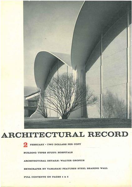 Architectural Record, n. 2, February 1965. Building Types study: Hospitals. Architectural details: Walter Gropius - copertina