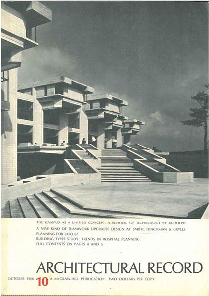 Architectural Record, n. 10, October 1966. Building types study: trends in hospital planning - copertina