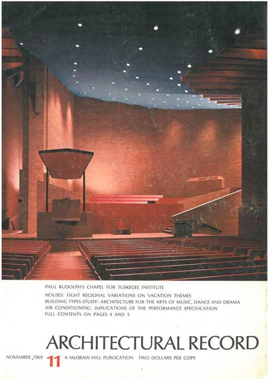 Architectural Record N. 11, November 1969. Building types study: Architecture for the arts of music, dance and drama - copertina