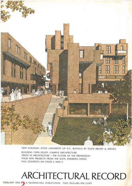 Architectural Record N. 2, February 1970. Building types study: Campus architecture - copertina