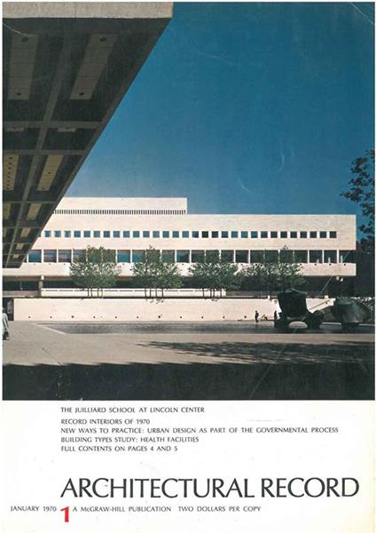 Architectural Record N. 1, January 1970. Building types study: Healt facilities - copertina