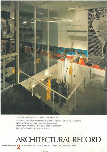 Architectural Record N. 2, February 1971. Building types study: Stores & Shops - Design for merchandising - copertina