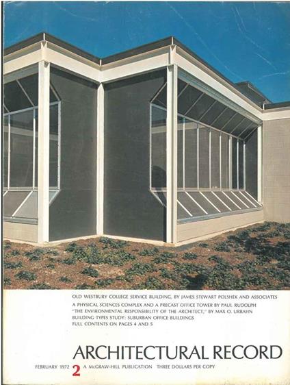 Architectural Record, n. 2, February 1972. Building Types study: Suburban office buildings - copertina