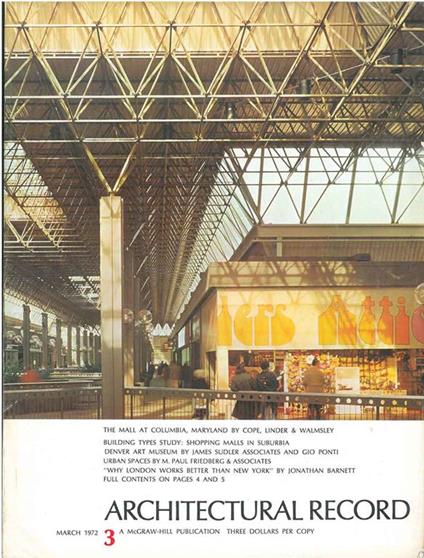 Architectural Record, n. 3, March 1972. Building Types study: Shopping malls in suburbia - copertina