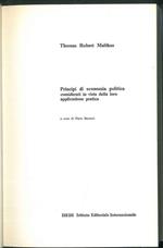 Principi di economia politica considerati in vista della loro applicazione pratica. a cura di Piero Barucci