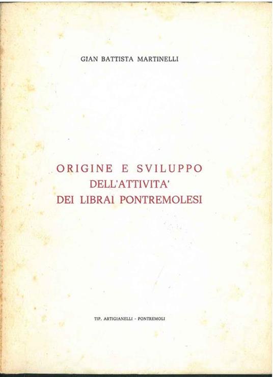 Origine e sviluppo dell'attività dei librai pontremolesi - copertina