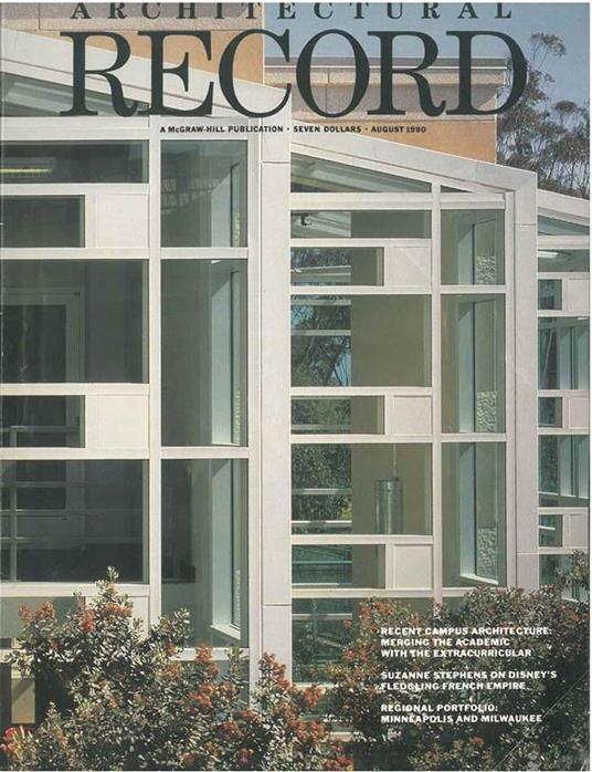 Architectural Record N.8 August 1990. Building Types Study: Campus buildings - copertina
