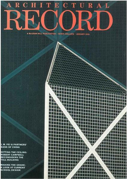 Architectural Record N. 1, January 1991. Building types study: Schools - copertina