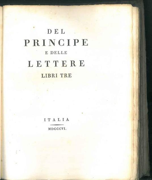 Del Principe e delle Lettere. Libri tre - Vittorio Alfieri - copertina